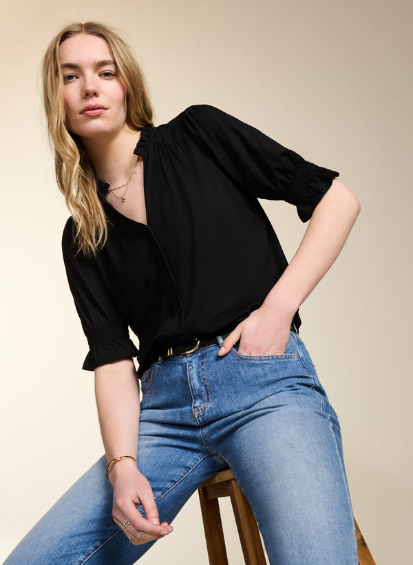 Noa LENZING™ ECOVERO™ Blouse | Caviar Black