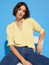 Immaculate Vegan - Noa LENZING™ ECOVERO™ Short Sleeve Blouse | Butter Yellow