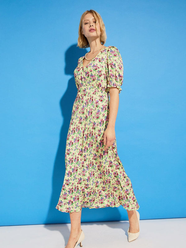 Lottie LENZING™ ECOVERO™ Satin Midi Tea Dress | Butter Floral