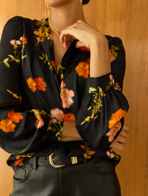 Micah Printed Blouse | Black Floral