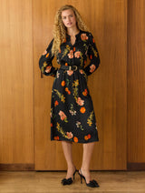 Immaculate Vegan - Cemile Printed Midi Dress | Black Floral
