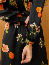Immaculate Vegan - Cemile Printed Midi Dress | Black Floral
