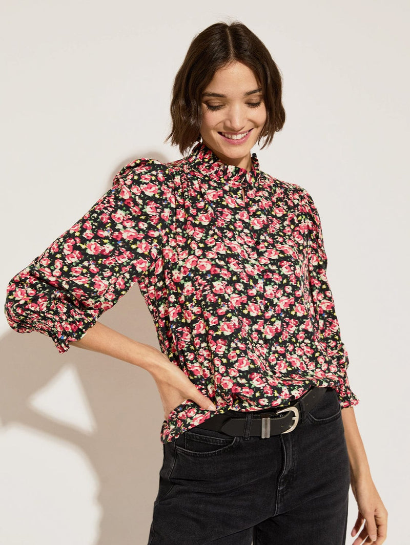 Melie LENZING™ ECOVERO™ Printed Blouse | Black Rose Floral