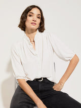 Immaculate Vegan - Janey LENZING™ ECOVERO™ Short Sleeve Blouse | Pure White