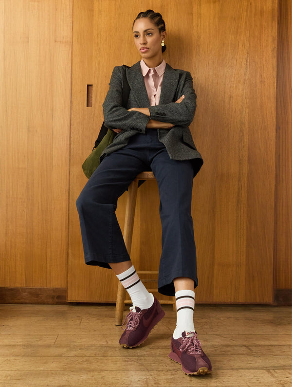 Brennan Organic Cotton Socks | White, Chocolate & Pink