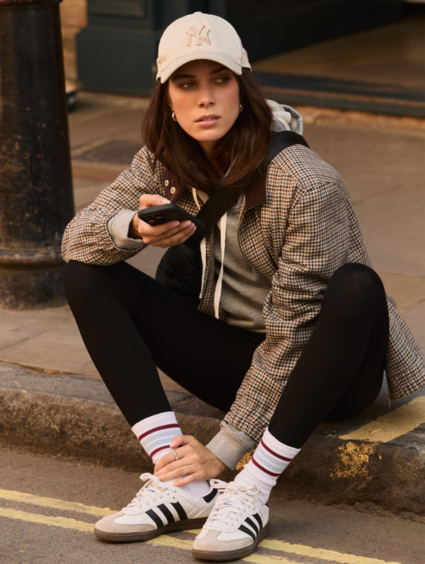 Brennan Organic Cotton Socks | White, Burgundy & Blue