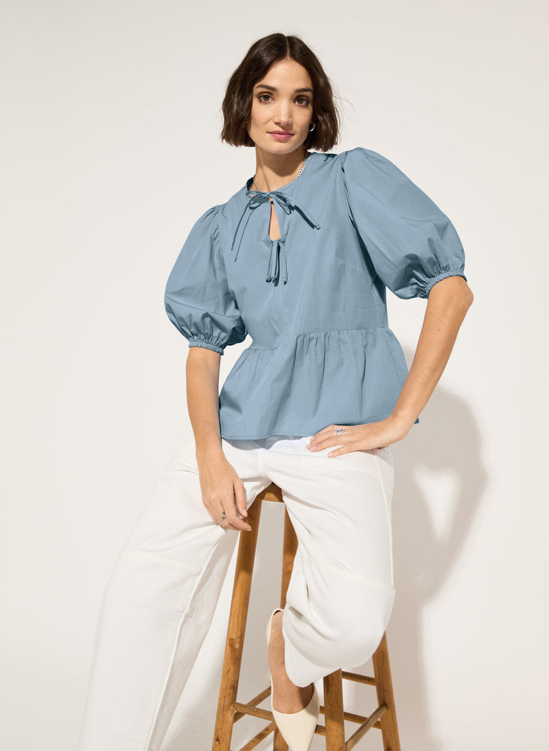 Baukjen Azura Organic Cotton Tie Detail Blouse