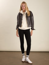 Immaculate Vegan - Avery Side Stripe Leggings | Caviar Black, White & Olive