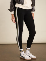 Immaculate Vegan - Avery Side Stripe Leggings | Caviar Black, White & Olive