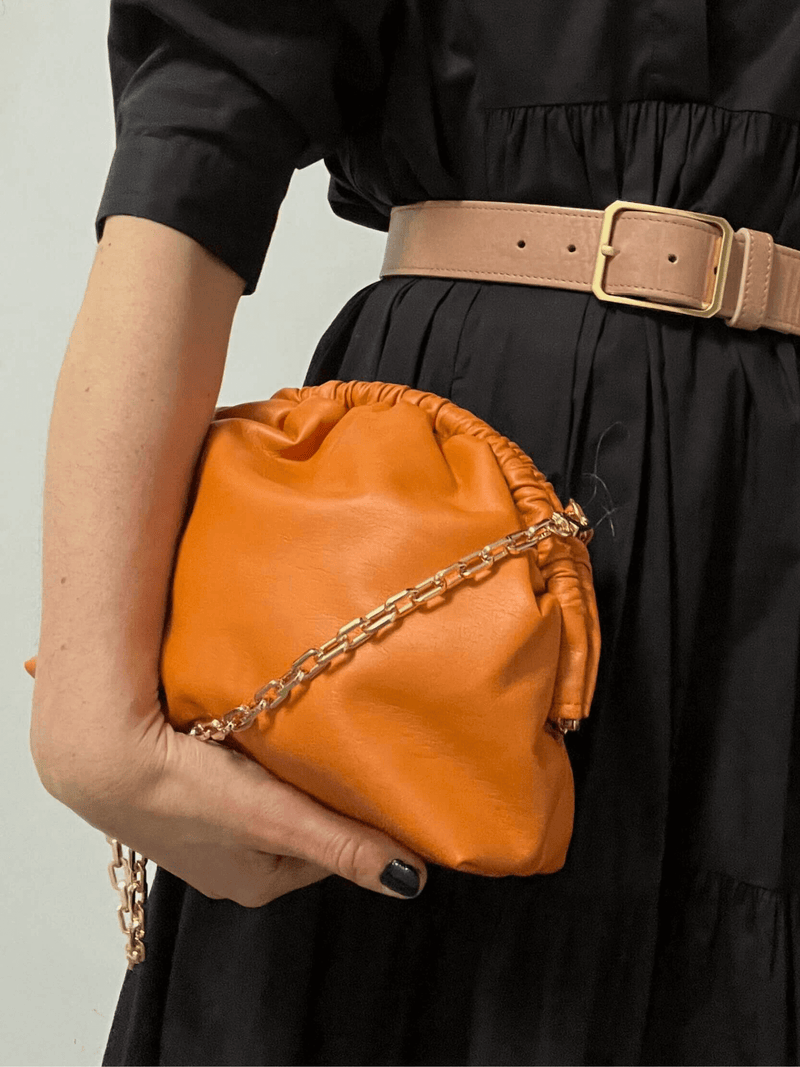Under Her Eyes NORMA LARGE CLUTCH <br> Vegan Leather - Vintage Orange Orange / Vegan Leather