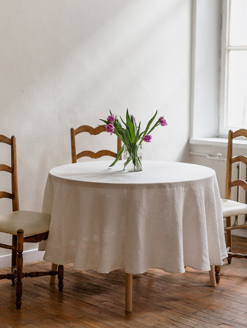 Round Linen Tablecloth | Cream