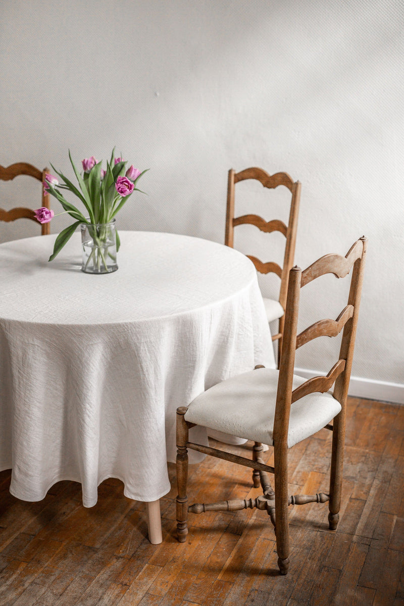 Round Linen Tablecloth | Cream