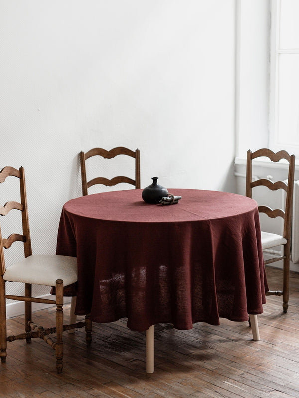 Round Linen Tablecloth | Terracotta