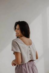 Immaculate Vegan - AmourLinen Lisa Linen Button Crop Top | Multiple Colours