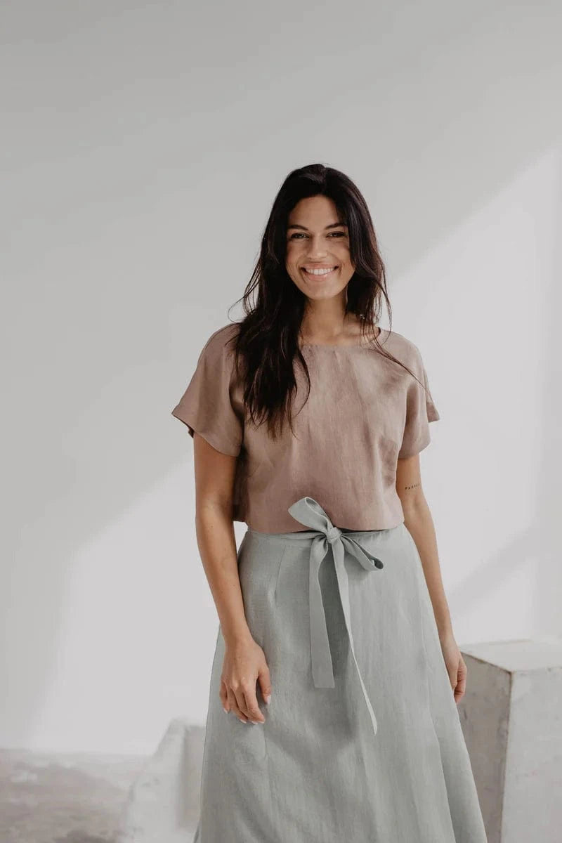 AmourLinen Lisa Linen Button Crop Top | Multiple Colours