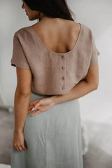 Immaculate Vegan - AmourLinen Lisa Linen Button Crop Top | Multiple Colours