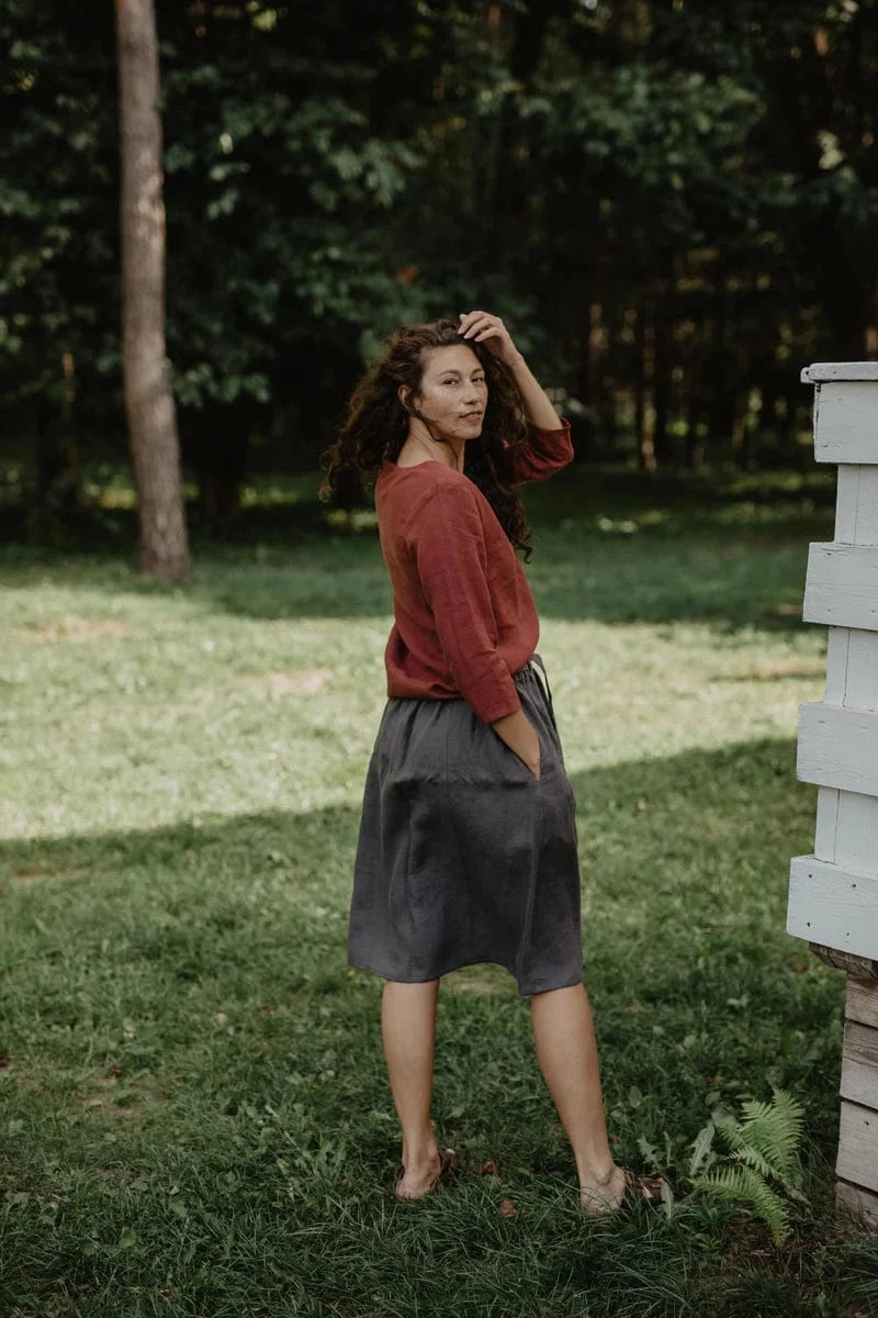 AmourLinen Bergen Linen Mid-length Skirt | Multiple Colours