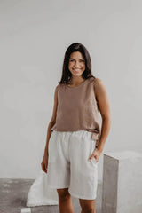 Immaculate Vegan - AmourLinen Colette Classical Linen Top | Multiple Colours Rosy Brown / XS