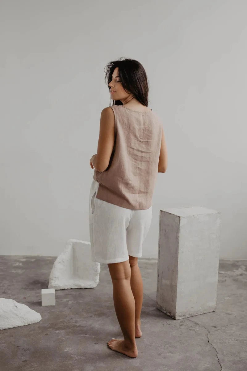 AmourLinen Colette Classical Linen Top | Multiple Colours