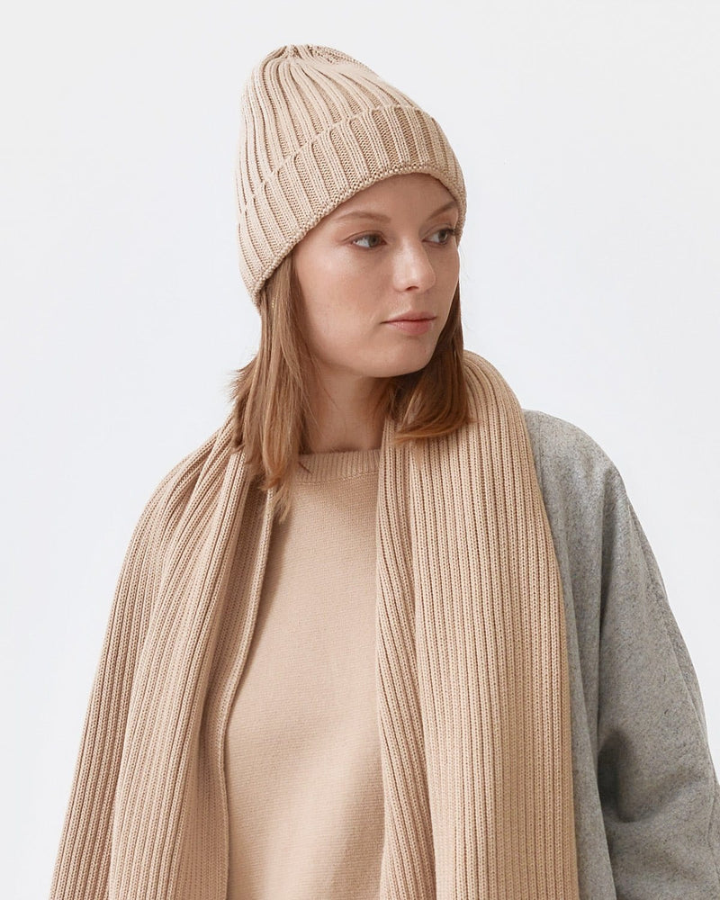 Mila.Vert Knitted Organic Cotton Ribbed Hat | Multiple Colours