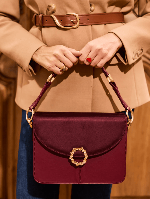 Minuit sur Terre Stellan Apple Leather Vegan Crossbody Bag | Burgundy