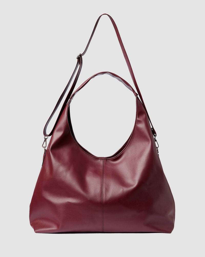 Bohema Bohema Grape Leather Vegan Slouchy Tote Bag | Burgundy