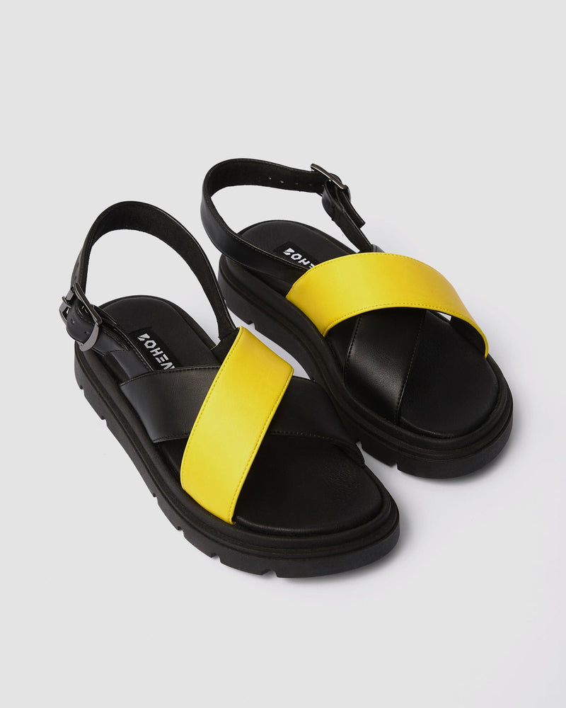 Bohema Glare Sandals Lemon made of vegan corn leather