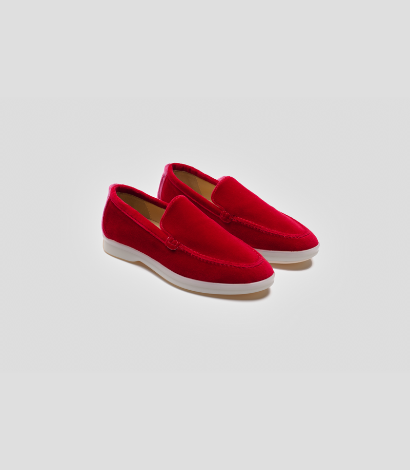 Solari Milano Women's Velvet Vegan Loafers | Red