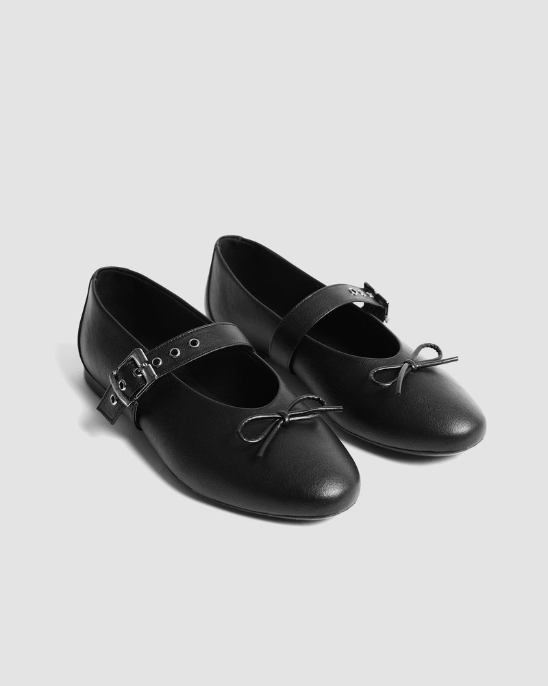 Bohema Mara Women's Vegea® Grape Leather Bow Pumps | Black