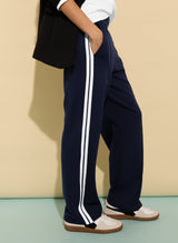 Immaculate Vegan - Tippi 2.0 LENZING™ ECOVERO™ Side Stripe Trousers | Classic Navy & Soft White