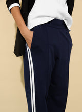 Immaculate Vegan - Tippi 2.0 LENZING™ ECOVERO™ Side Stripe Trousers | Classic Navy & Soft White