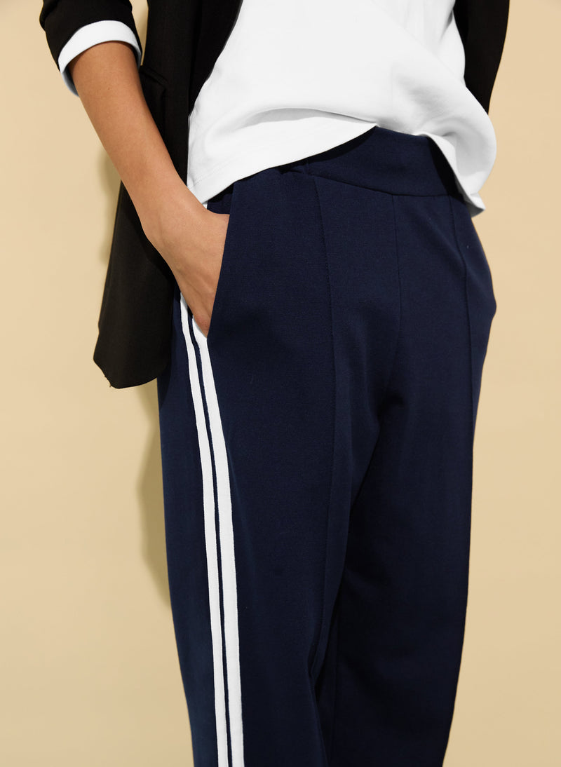 Tippi 2.0 LENZING™ ECOVERO™ Side Stripe Trousers | Classic Navy & Soft White