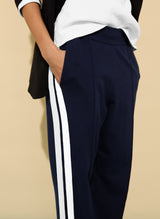 Immaculate Vegan - Baukjen Petite Tippi 2.0 LENZING™ ECOVERO™ Side Stripe Trousers | Navy & White