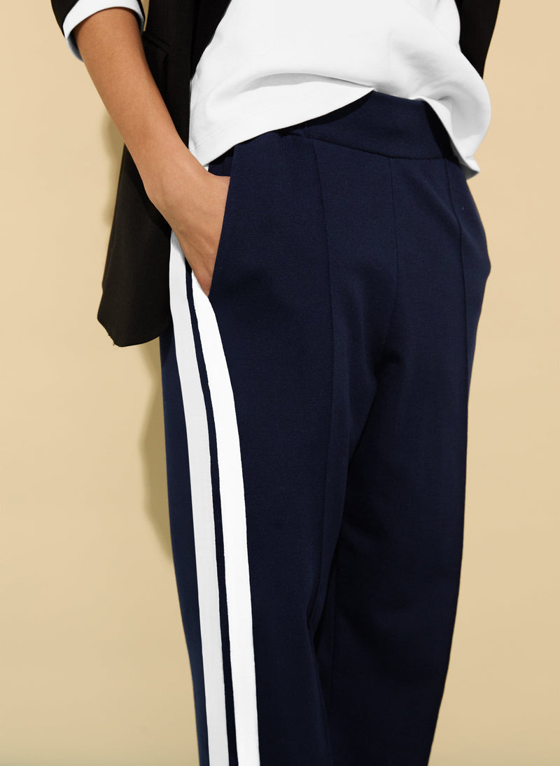 Baukjen Petite Tippi 2.0 LENZING™ ECOVERO™ Side Stripe Trousers | Navy & White
