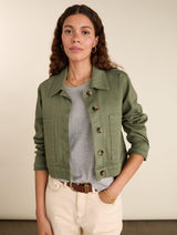 Immaculate Vegan - Baukjen Kristi Organic Cotton Cropped Denim Jacket | Green