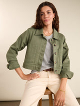 Immaculate Vegan - Baukjen Kristi Organic Cotton Cropped Denim Jacket | Green