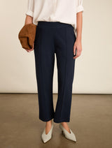 Immaculate Vegan - Baukjen Ebru Ponte Straight Leg Crop Trousers | Classic Navy