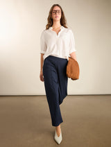 Immaculate Vegan - Baukjen Ebru Ponte Straight Leg Crop Trousers | Classic Navy