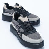 Immaculate Vegan - Ida Vegan Leather Platform Leopard Sneakers | Dark Grey