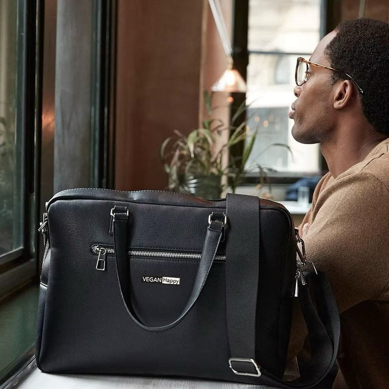 VEGAN Happy Vegan Leather Tailored Luxe Recycled PU Briefcase | Black Black / One Size