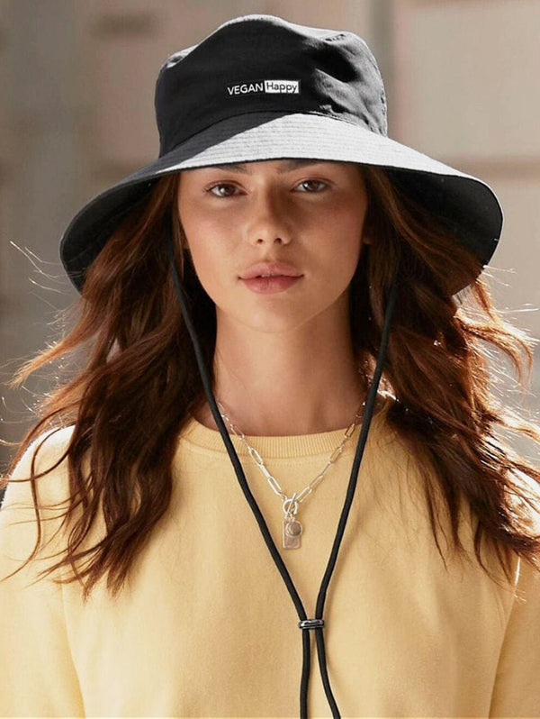 VEGAN Happy Vegan Women's Wide Brim Sun Hat | Multiple Colours