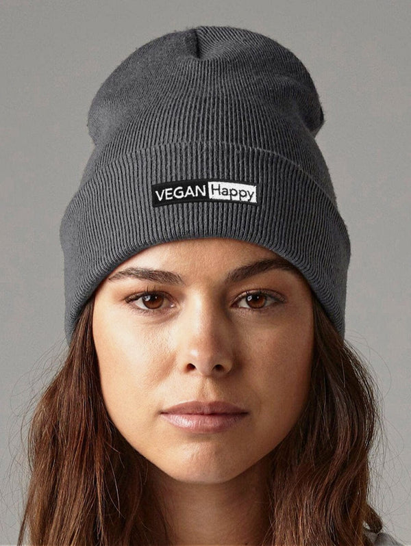 VEGAN Happy Vegan Unisex Recycled Original Cuffed Beanie | Multiple Colours