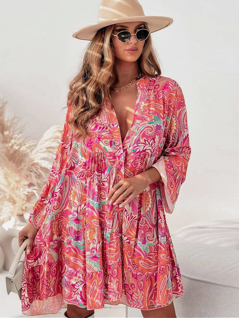 VEGAN Happy Vegan Kira Women's Boho Oversized Tunic Dress | Multiple Colours
