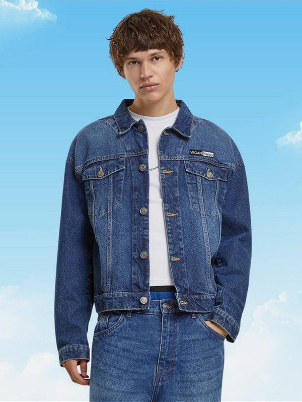 VEGAN Happy Vegan Heavy Men's Boxy Denim Jacket | Multiple Colours