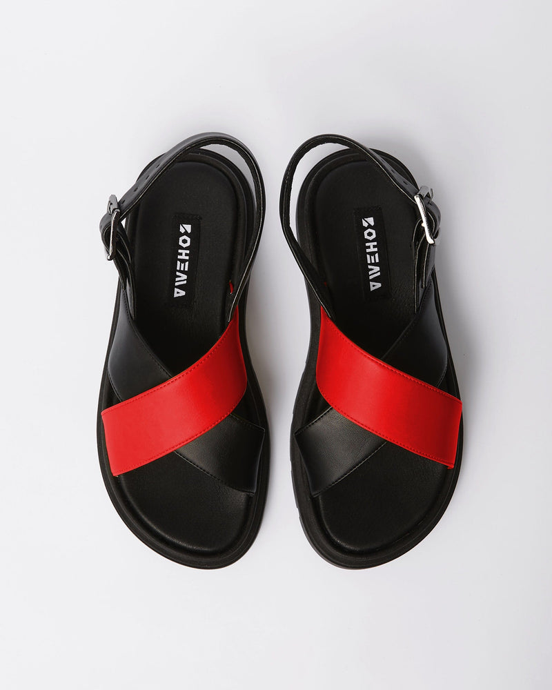 Bohema Glare Sandals Red made of vegan corn leather