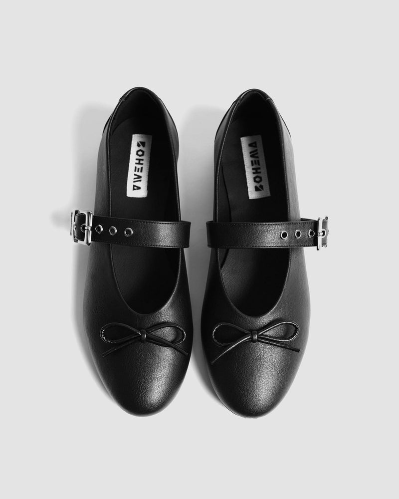Bohema Mara Women's Vegea® Grape Leather Bow Pumps | Black