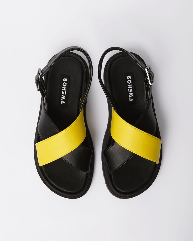 Bohema Glare Sandals Lemon made of vegan corn leather