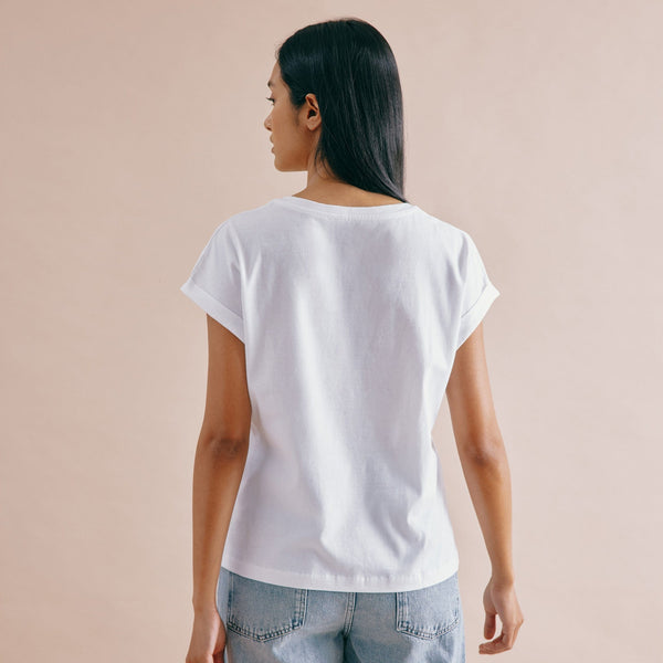 Albaray White Roll Back T Shirt