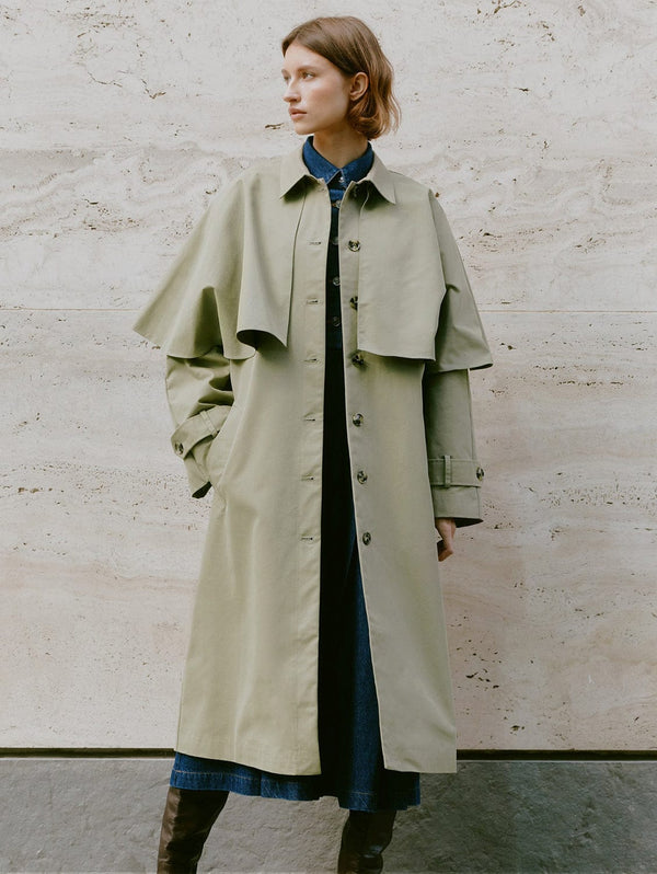 Albaray Organic Cotton Cape Trench | Natural