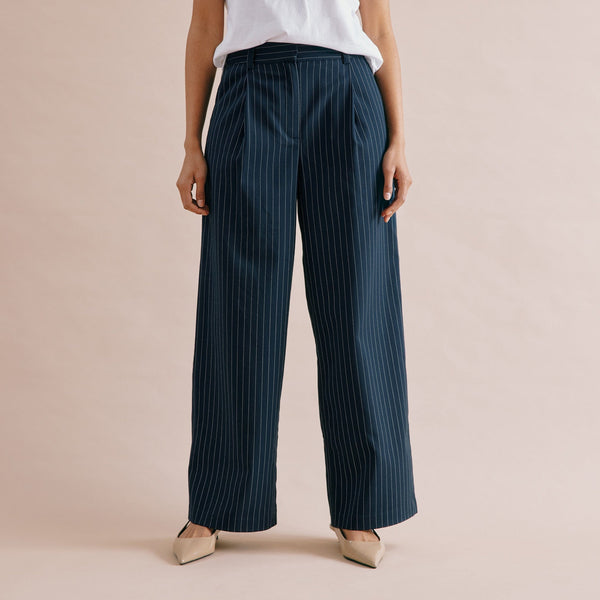 Albaray Navy Pinstripe Trouser